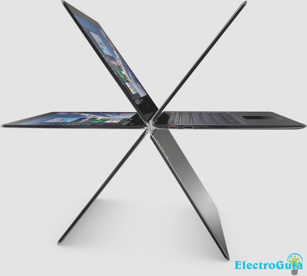 Ultrabook convertible en todas las posiciones desde el lateral